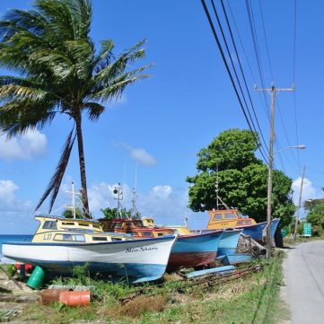 fishing boated pulled up on beach