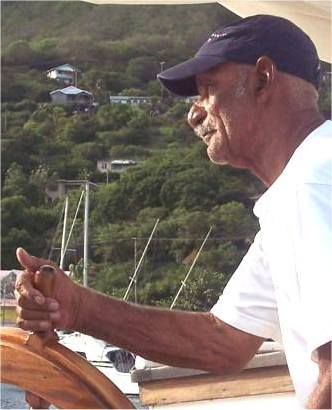 captain lewis at the wheel