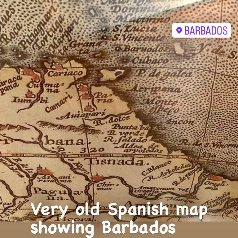 Spanish map showing barbados