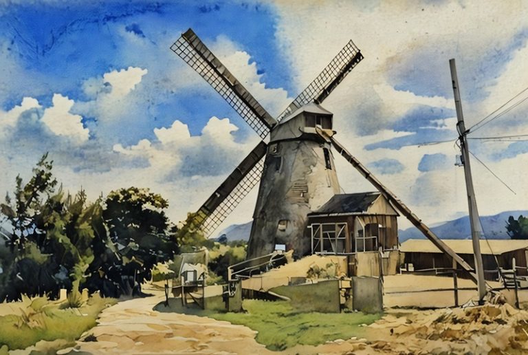 Vintage Barbados coral stone windmill at Morgan Lewis Farm